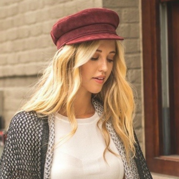 NWT Burgundy Suede Greek Fisherman's Cap
